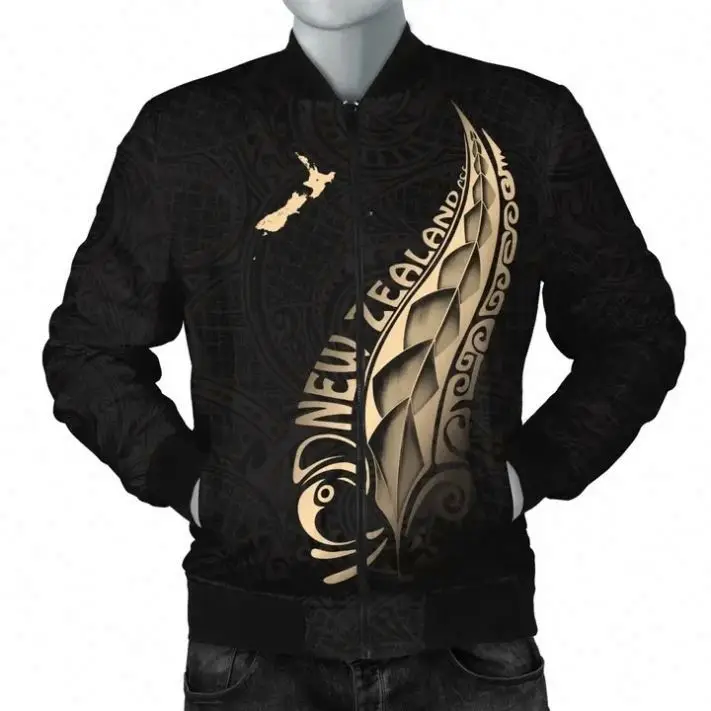 Promotion  LOW MOQ Jacket Mens Clothing Gold Leaf Design New Zealand Bomber Jacket Warm Flight Jacket Autumn And Winter