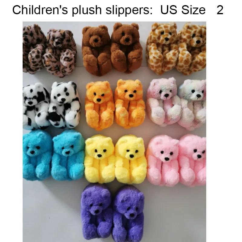 Детские тапочки плюшевый медведь домашние плюшевые утепленные хлопковые теплые тапочки плюшевый медведь в форме животного