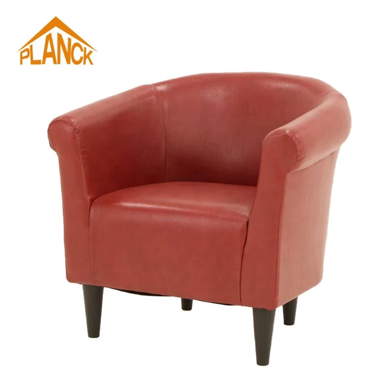 Modern Classic Design Barrel Chair Leather Living Room Accent Chairs