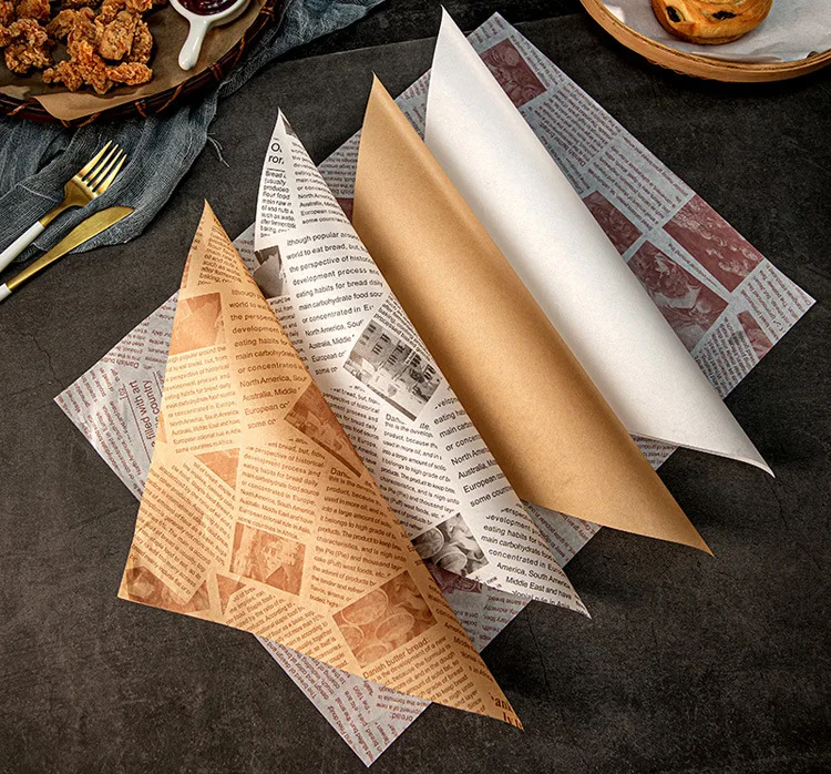 Биоразлагаемая газетная непромокаемая упаковочная бумага для гамбургеров