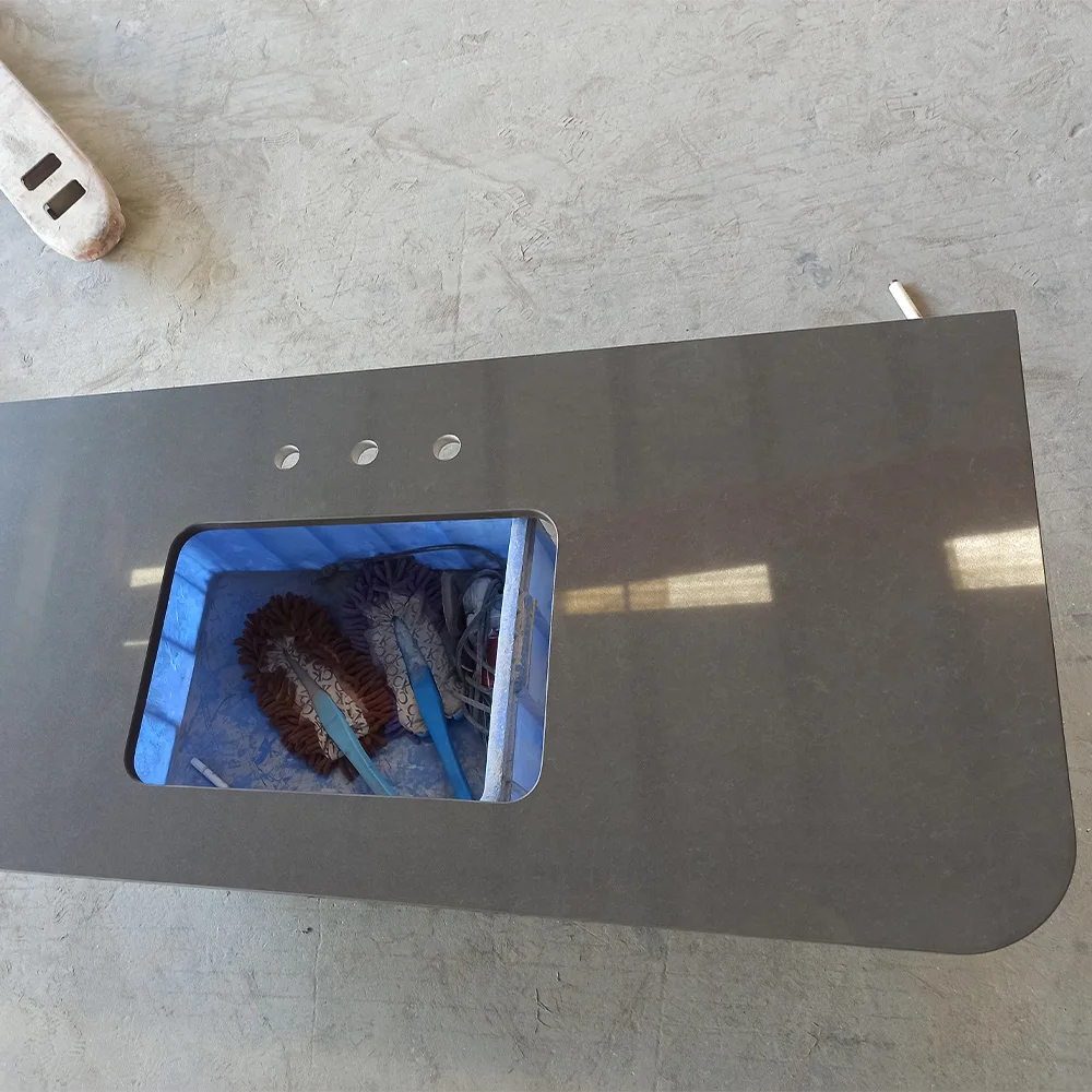 AST OEM/ODM Polished custom design free sample kitchen island tops Black 4052 Artificial Quartz Countertops