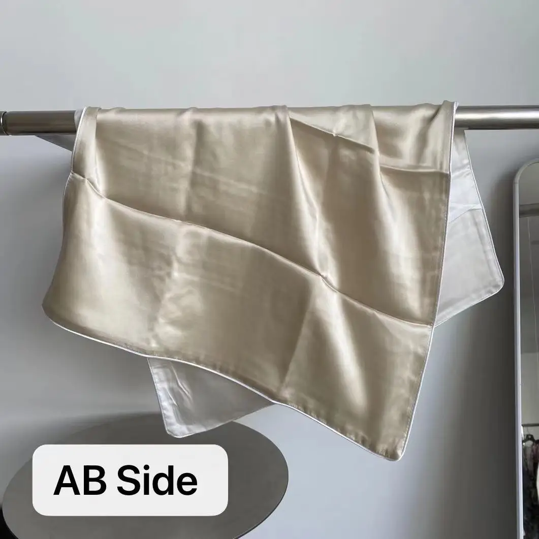 Wholesale New Design Luxury Small MOQ Amazon Scrunchies Eyemask AB Sides Two Color Tencel Silk Pillow Case Set