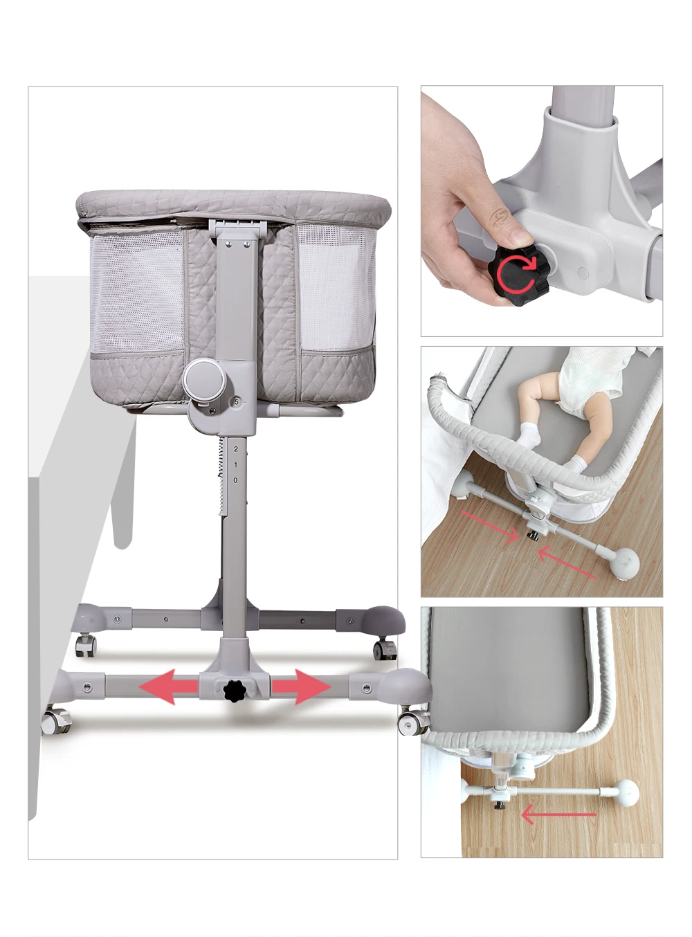 Sunveno Baby Co Sleeping crib newborn bedside bed cots Baby Cribs Travel Bed adjustable with mosquito net Baby Furniture