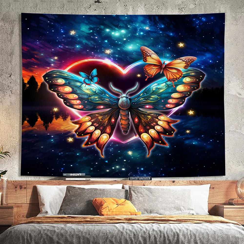 moth digital printed wall tapestry for living room cheap wall hanging tapestry