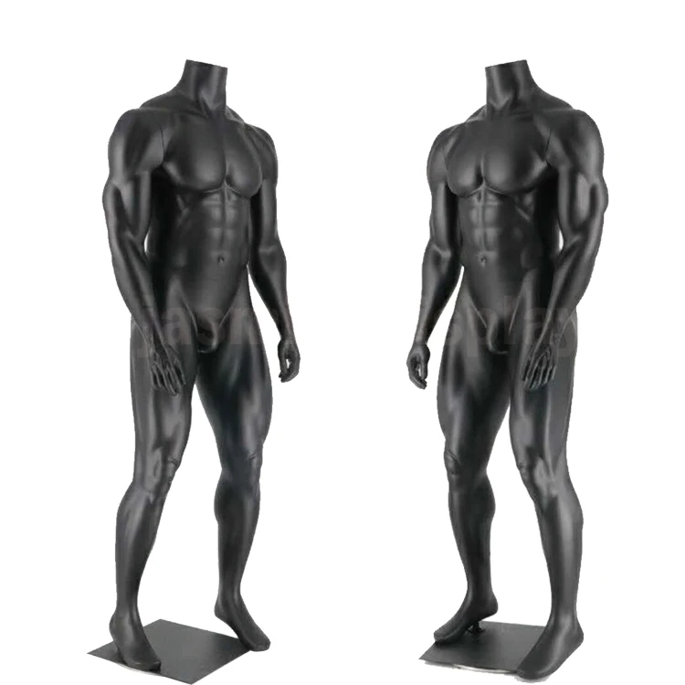 Best Price Adjustable Without Head Abstract Black Fiberglass Mannequin New High Quality Realistic Sports Muscle Male Mannequins