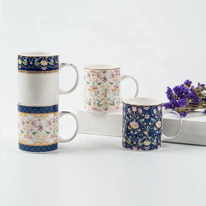 Wholesale custom logo printing porcelain cup and saucer sets for coffe/tea