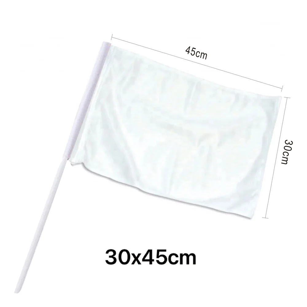 RubySub 12x18 White Polyester Advertising Hand Waving Flag Sublimation Flags Blanks with Pole