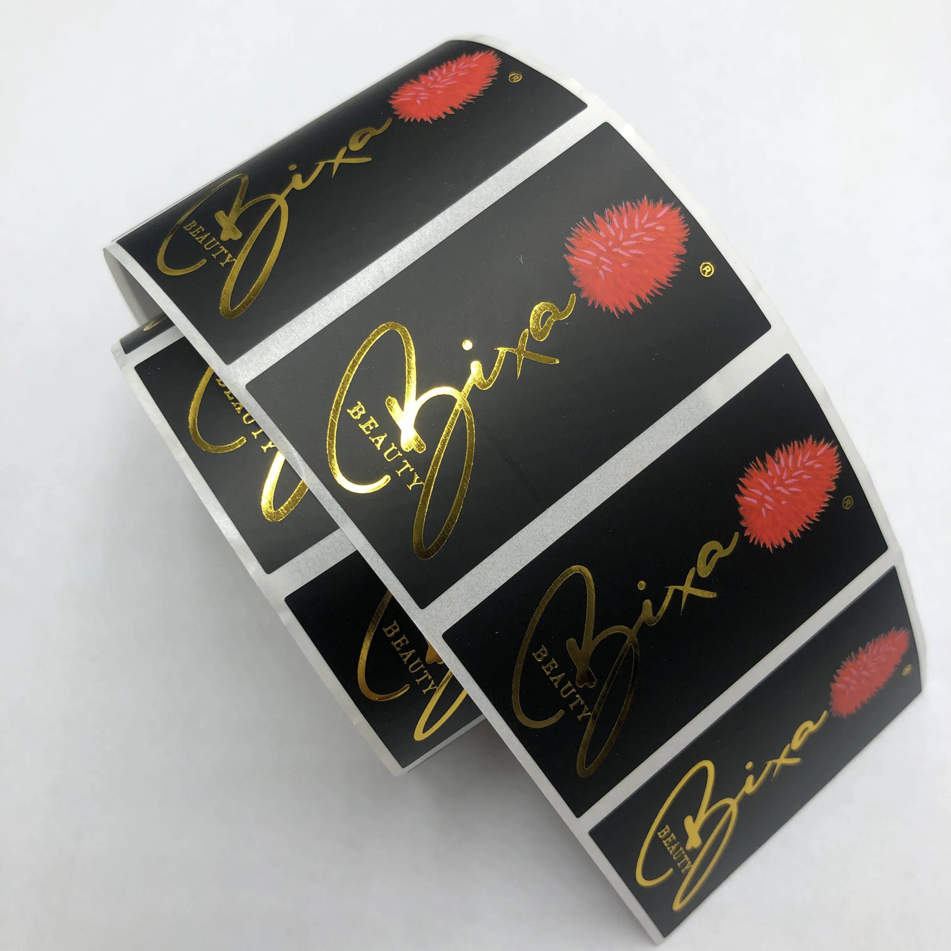 Thermal self-adhesive Strong Glue Custom  gold foil logo stickers paper labels