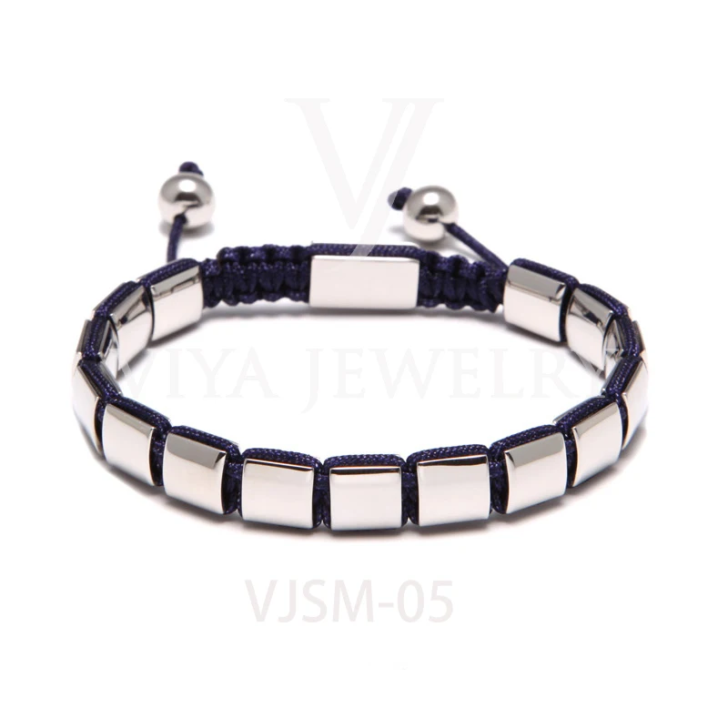 Finding Jewelry Stainless Steel Adjustable Rope Gold Beaded Bracelet Men Bracelet Anchor