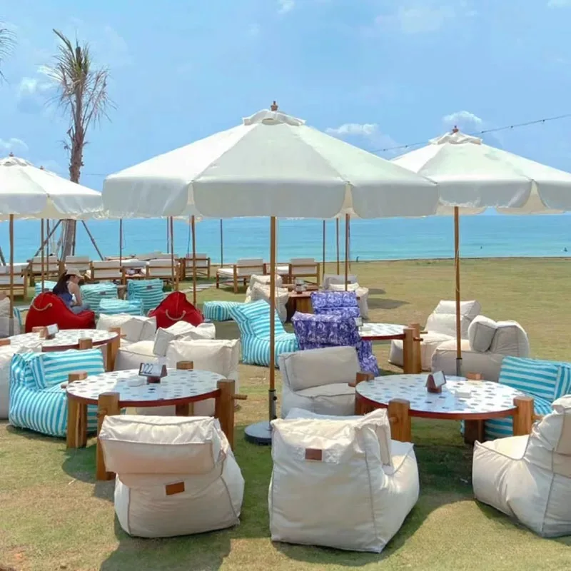 Waterproof Durable Outdoor Bean Bag Lounger Chair Luxury Anti-UV Oxford Fabric Beanbag Sun Lounge For Sandbeach