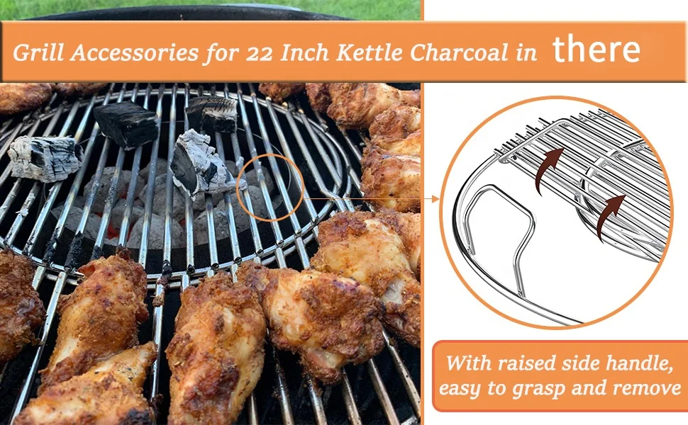 22.5 Inch Waterproof Stainless Steel 304 Barbecue Grill Mesh for Weber Charcoal Kettle Kitchen Accessory with Grid & Basket