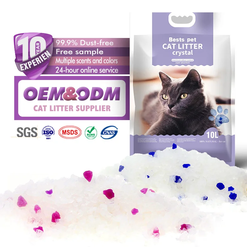 Silica cat litter high water absorption no caking strong deodorization strong adsorption capacity clean crystal cat litter
