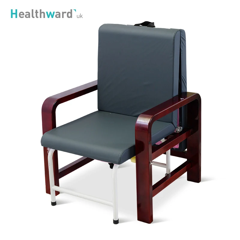 SKE001-3 Healthward Wooden Foldable Adjustable Hospital Accompany Bed Medical Deck Chair Manufacturers
