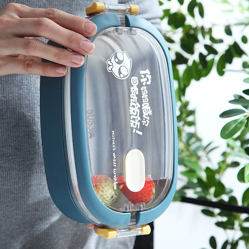 IKITCHEN Hot sale kids water bottle and lunch box airtight stainless steel tiffin box thermal 2 layer microwave bento lunch box