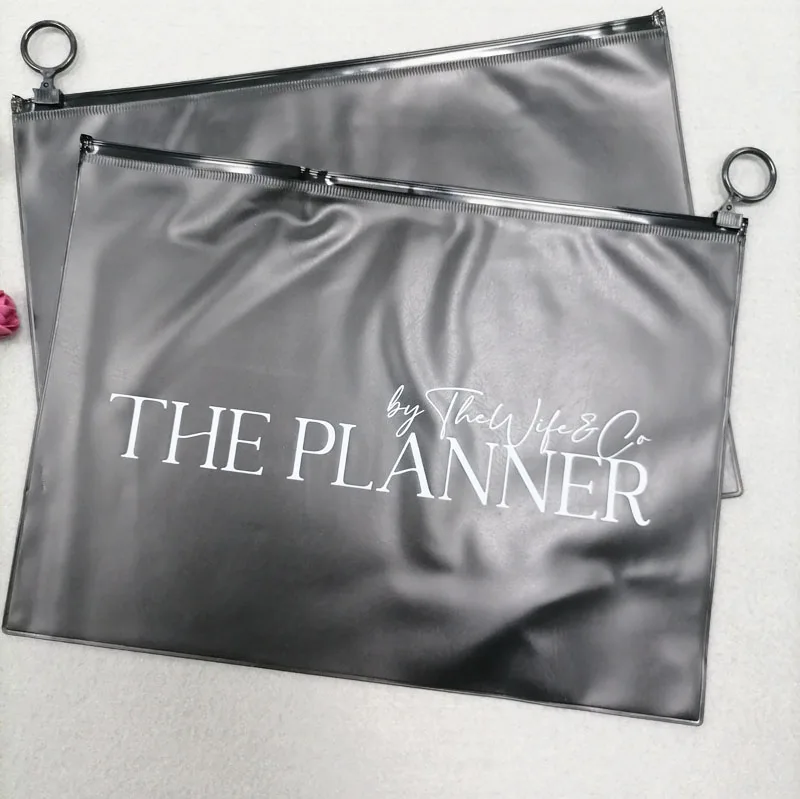 Customized Matte Black Zipper Closure Plastic Packaging Bag for Apparel Clothing