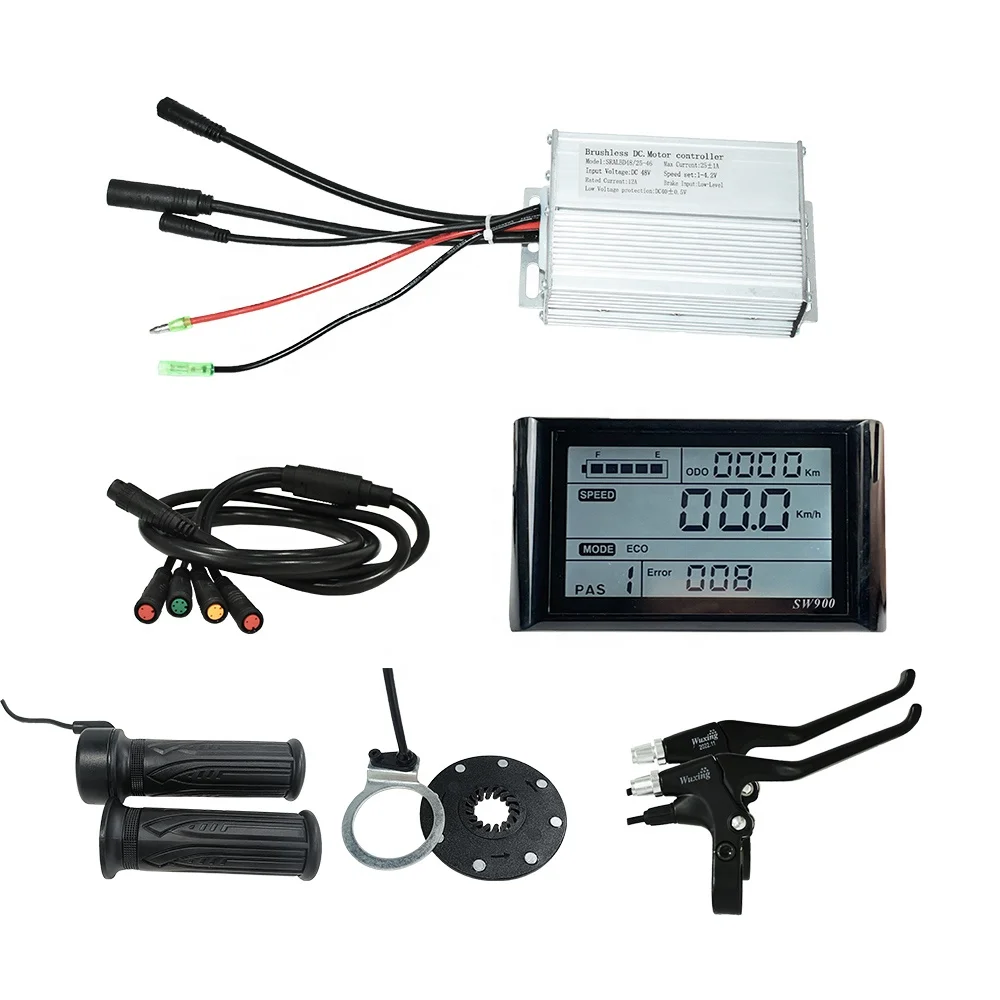 ebike motor assistance PAS brake levers thumb throttle electric bike controller kit with LCD display