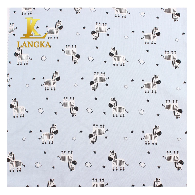Langka factory custom digital printed 100 percent recycled polyester fabric for garment