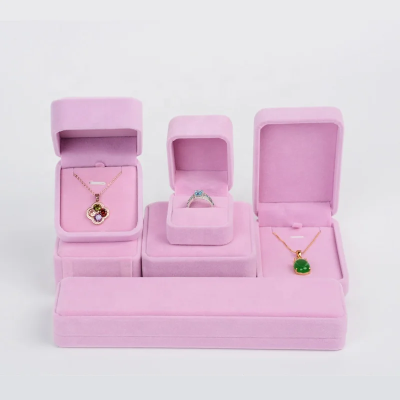 Wholesale Custom Logo Black Luxury Flannel Velvet Bangle Bracelet Gift Necklace Earring Ring Jewellery Jewelry Packaging Box For