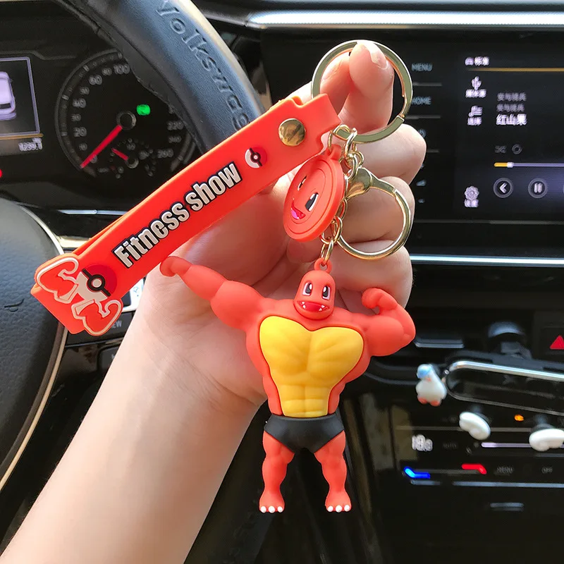 5 Color Poke Monster Pika Charizard Squirtle Bulbasaur in Pym Fitness show PVC mini Figure Rubber Keychain