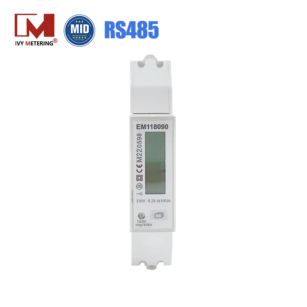 1 Phase LCD Display RS485 Modbus Protocol Bidirectional Energy Meter For PV Solar System EM118089 90 91
