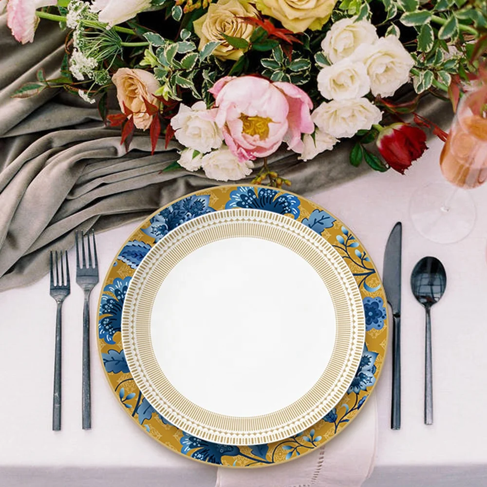 Wholesale Table Ceramic Dinner Plates Fine Bone China Dinnerware Set Supplier Porcelain Wedding Charger