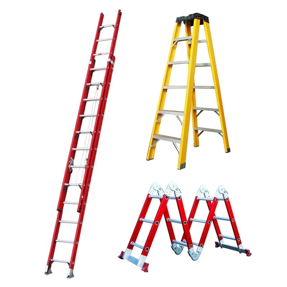 High Quality Fiberglass Fire Escape Ladder combination Extension Step telescopic Ladders
