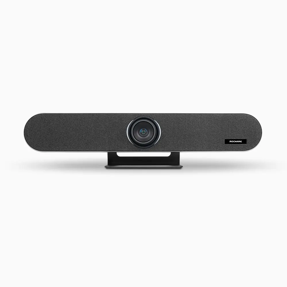 Rocware 120 ° 4K wireless video bar 20 million pixel, support speaker voice tracking  bulit-in 4 mics 10 meters voice pickup up