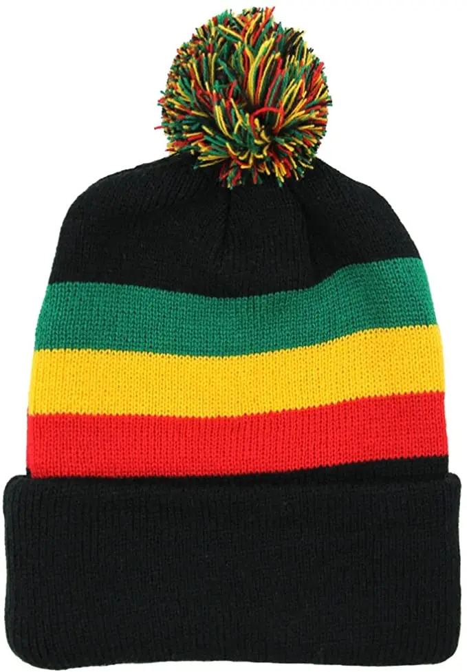 
100% fashion acrylic Rastafarian Rasta Beanie Strings Beanie Hippie Jamaican Winter Ear Flap hat 