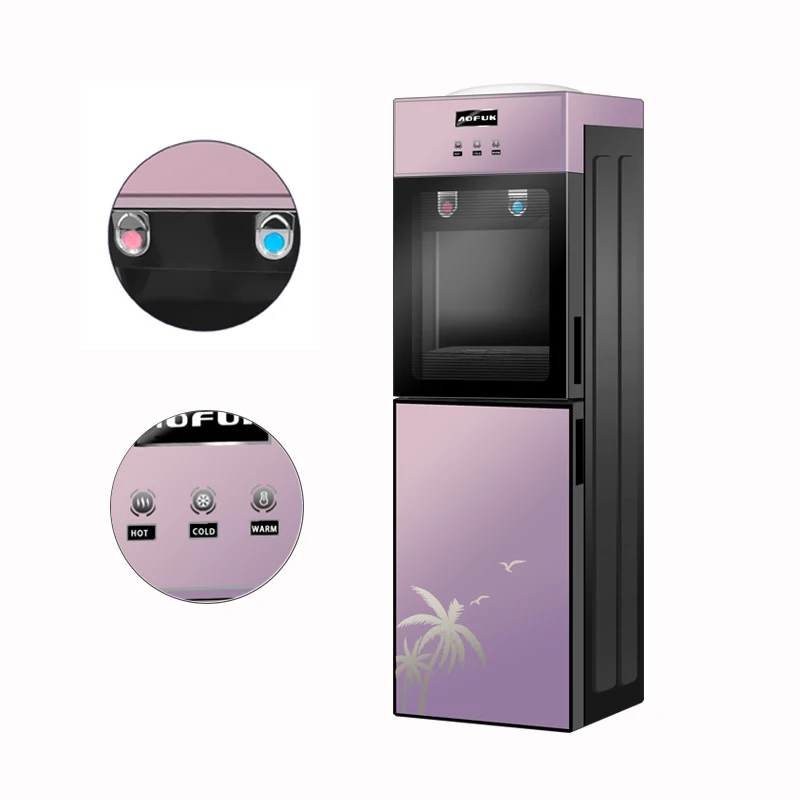 New fashion gold color glass door hot cold water top loading drink dispensers steel