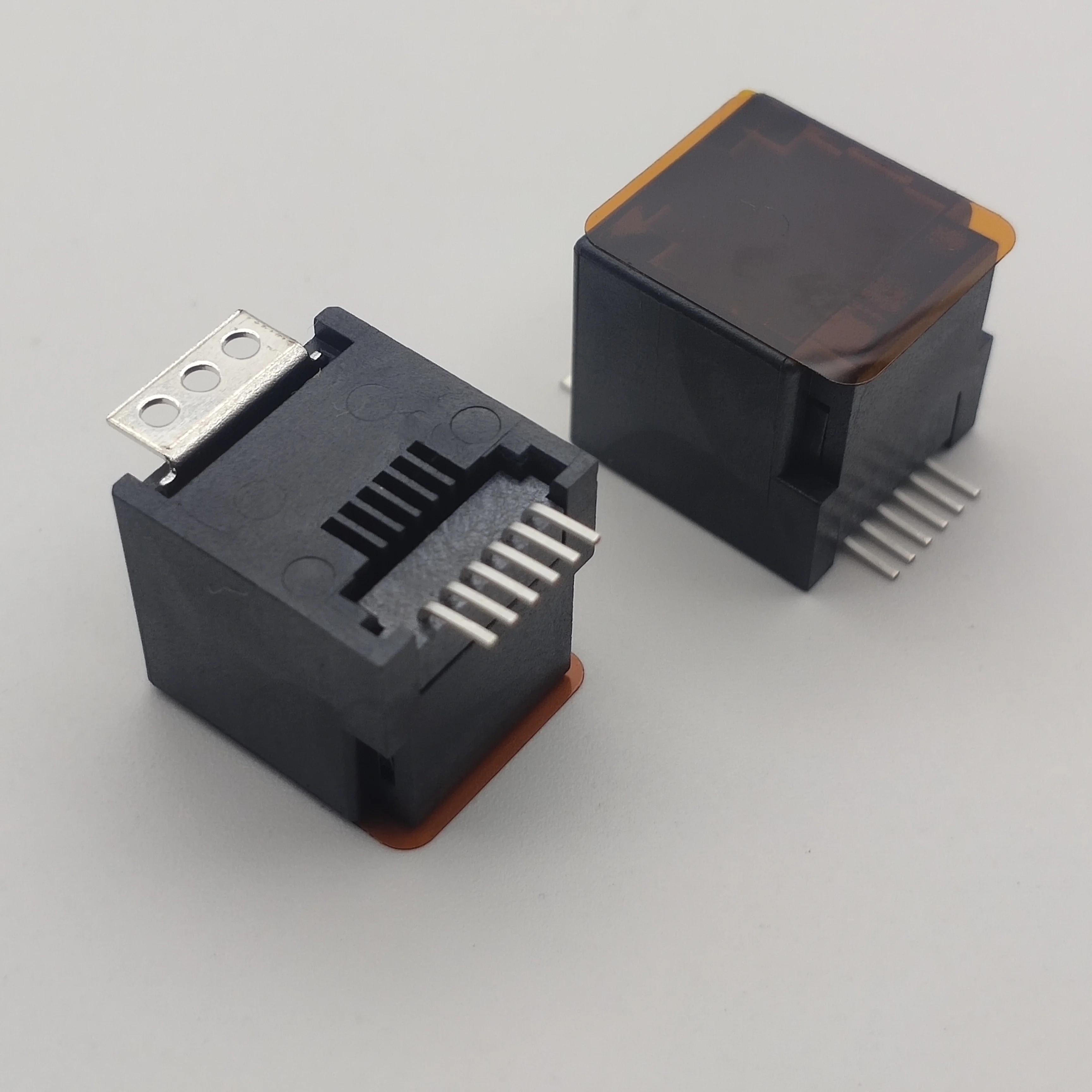 Custom Size Rj45  52 6P6C SMT Connector With Round Feet Yellow