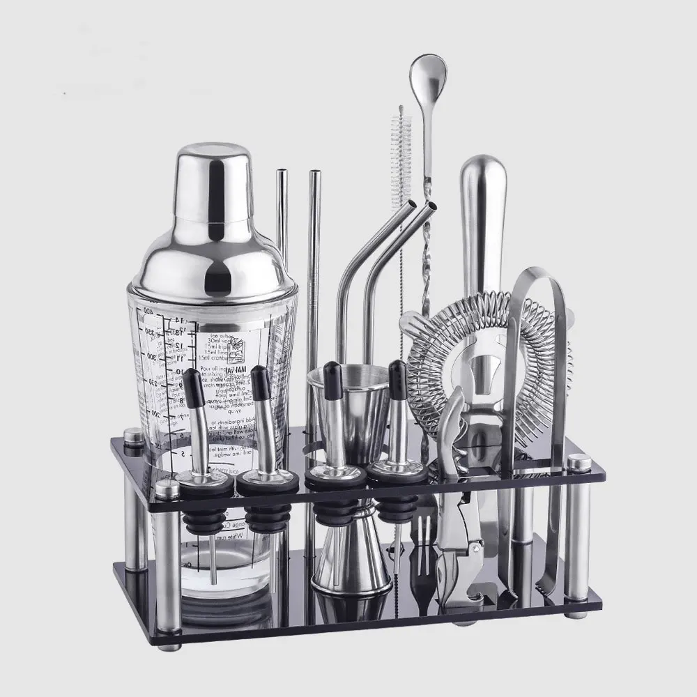 Cocktail Shaker Kit - Bar Tools - Stainless steel Cocktail Shaker Kit bartender kit includes all bar accessories, cocktail