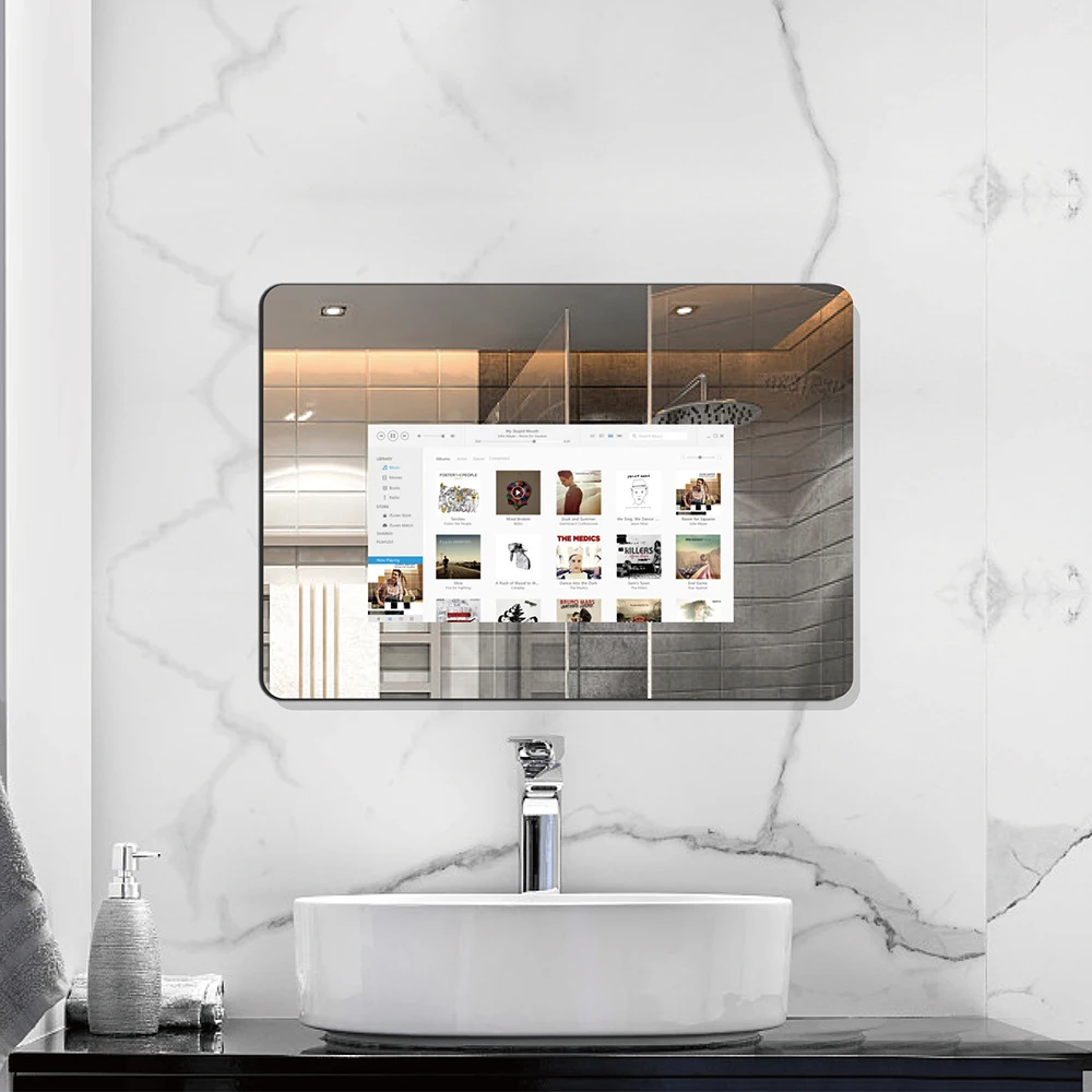 Modern Bath Full Wall Silver Mirror Decorative Mirror For Living Room Hotel Bathroom