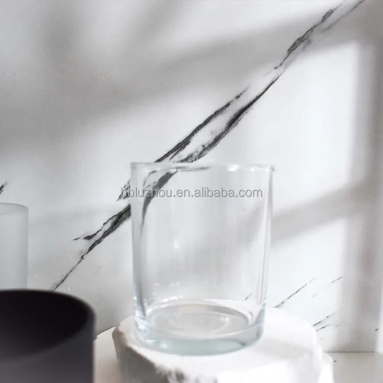 home Decor wholesale vessels 220ml 7oz glass candle holder jars cylinder clear frosted white matte black candle jars with lids