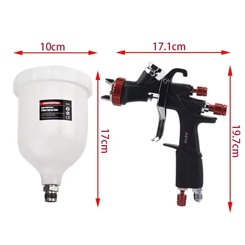 AEROPRO A610 1.3/1.7/2.0 mm Spray Gun High Quality LVLP Air Paint Spray Pistolet Gravity Feed 600ml Cup
