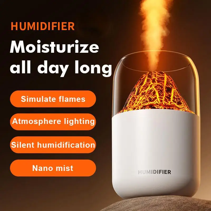 Desktop USB 250ml Fire Diffuser Portable Essential Oil Mini Flame Humidifier Diffuser Household Flame Aroma Diffuser