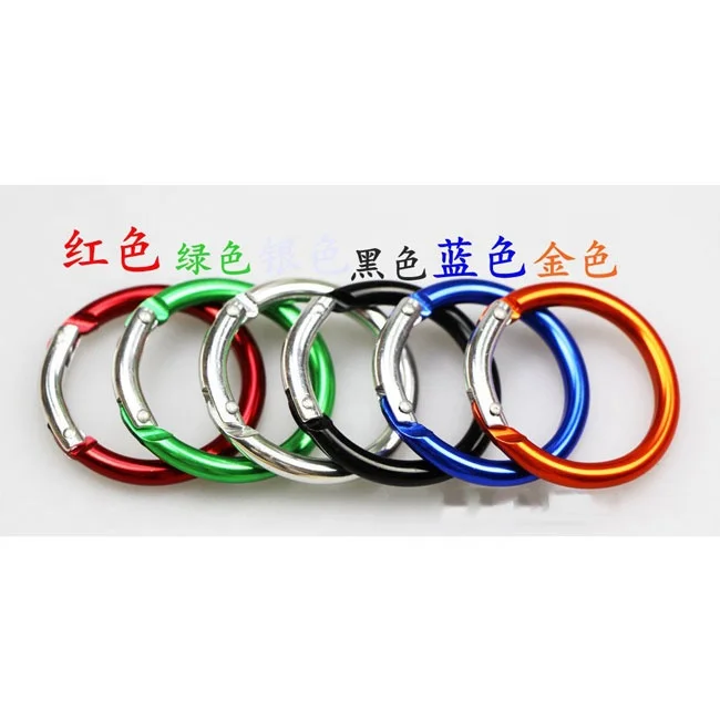 Aluminum anodizing O shape spring circle ring clasp carabiner