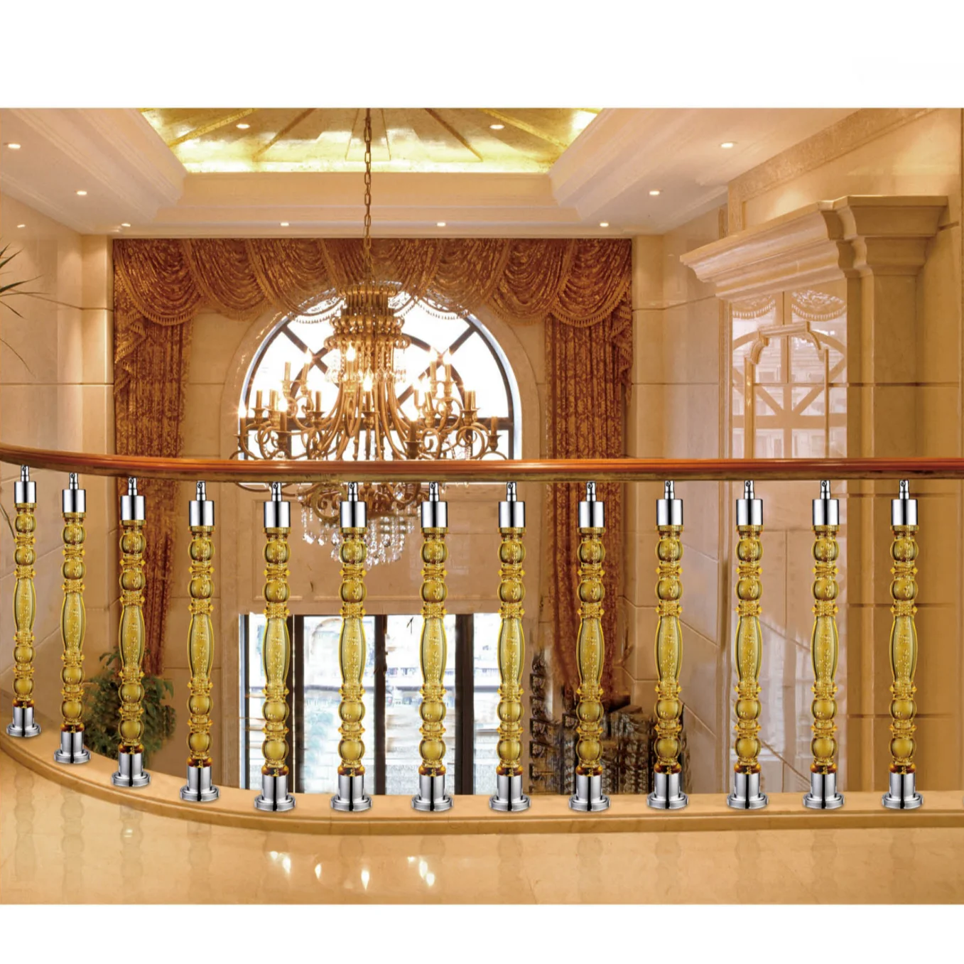 Indoor Modern Clear Acrylic Crystal Railings Stairs Pillars Acrylic Balusters