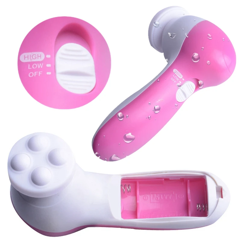 Face Scrubber 5 in 1 Face Cleansing Brush Electric Facial Exfoliator Silicone Exfoliating Skin Care Wash Face Cleaning Brush