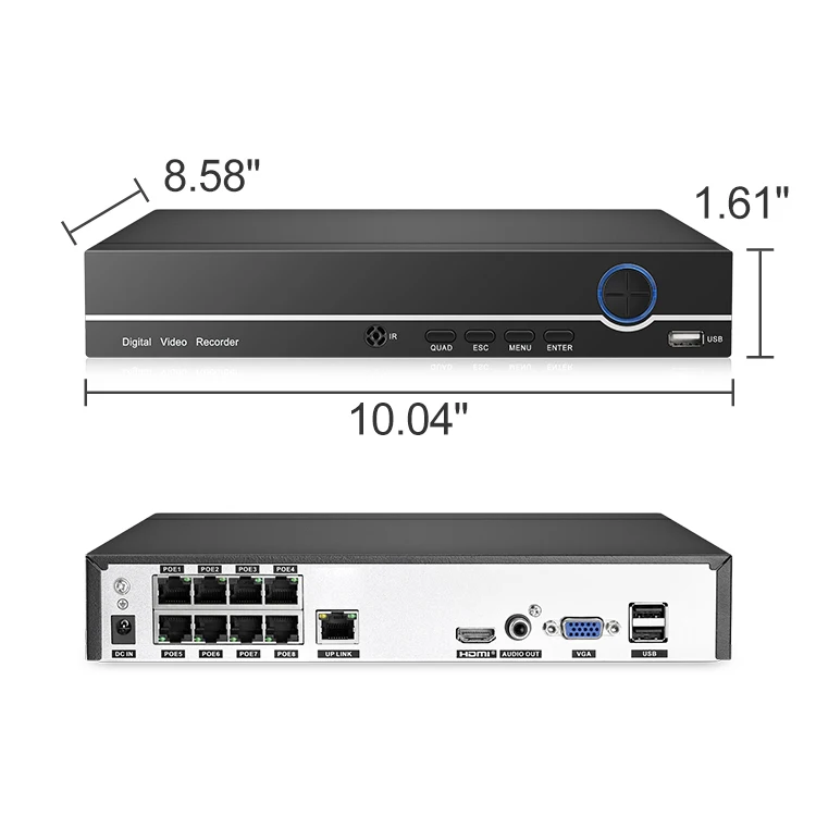  Профессиональная 2-мегапиксельная HD P2P NVR POE Kit 1080P AI двухсторонняя аудио камера распознавание лица система
