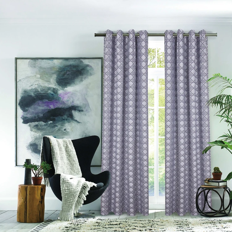 Classical Dustproof Hookless Yarn Dyed Jacquard Curtain with Grommets for Living Room Window Wholesale Embroidered Fabric