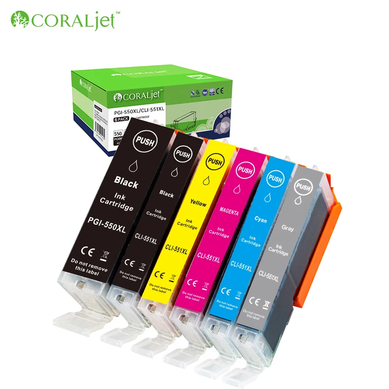 CORALjet PGI-550 550 CLI-551 551 картриджи совместимые для принтера CANON PIXMA MG5450 MG5550 MG5650 цвет и черный