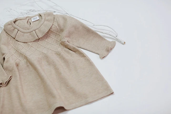 Autumn and winter baby wool knitted long-sleeved dress warm woolen dress