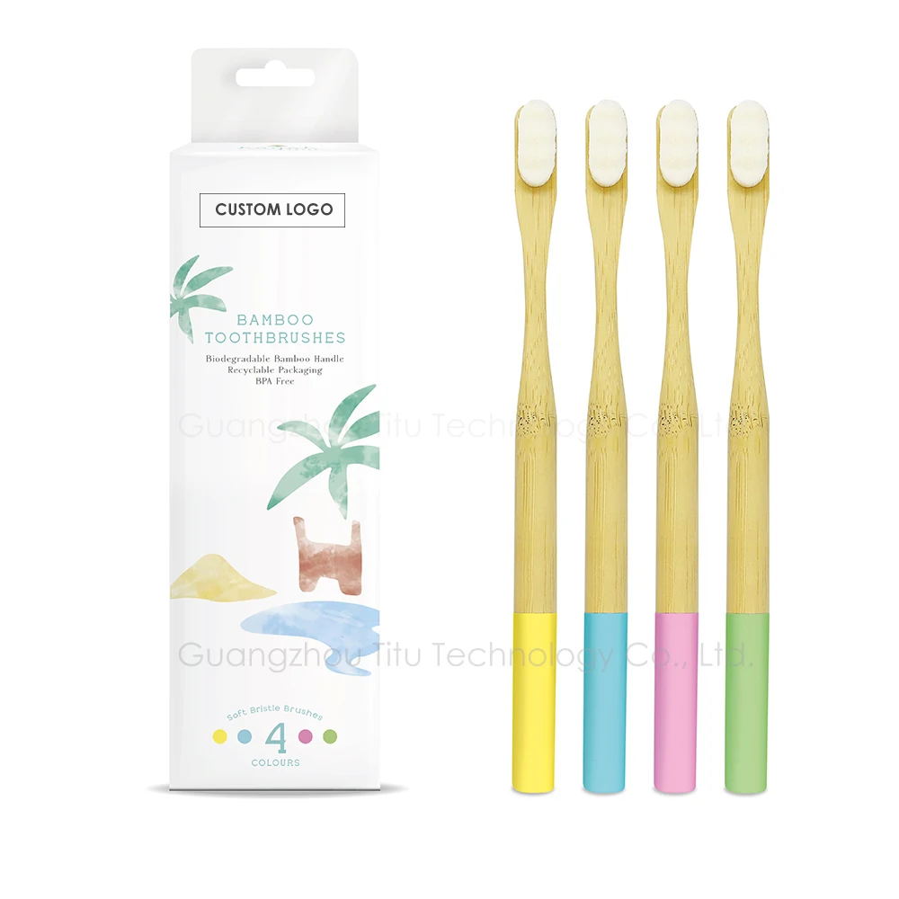 Tiitee Biodegradable Micro Fiber 20000 Ultra Soft Bristles Nano Bamboo Toothbrush For Sensitive Gums Bambus Toothbrush
