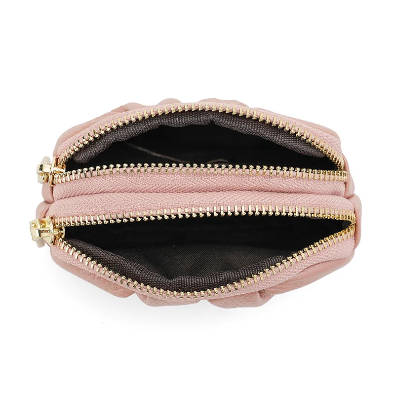 Cheap Fashion Mini Coin Purs Bag Real Leather Wallet Double Zipper Change Wallets Women Housekeeper Card Vintage Pouch