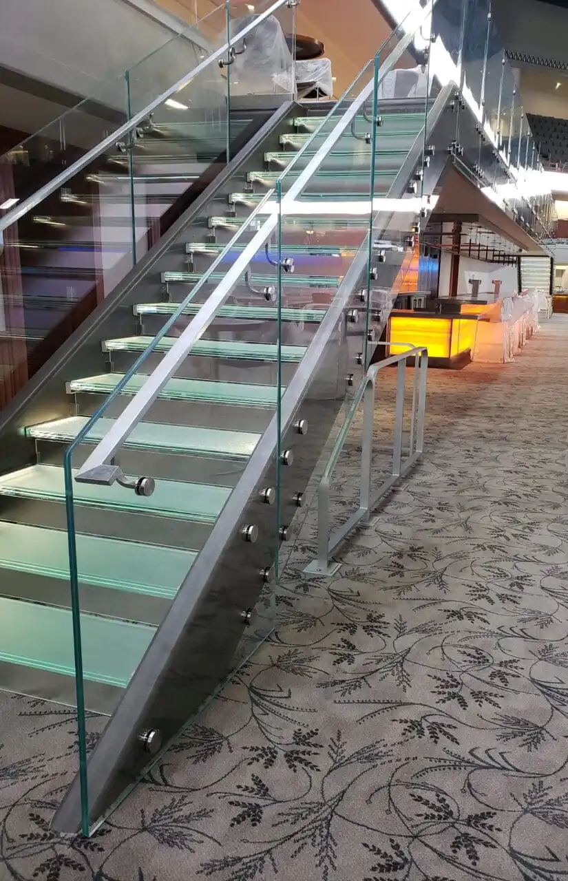 ss316 black glass railing system square top rail and accessories for stairs