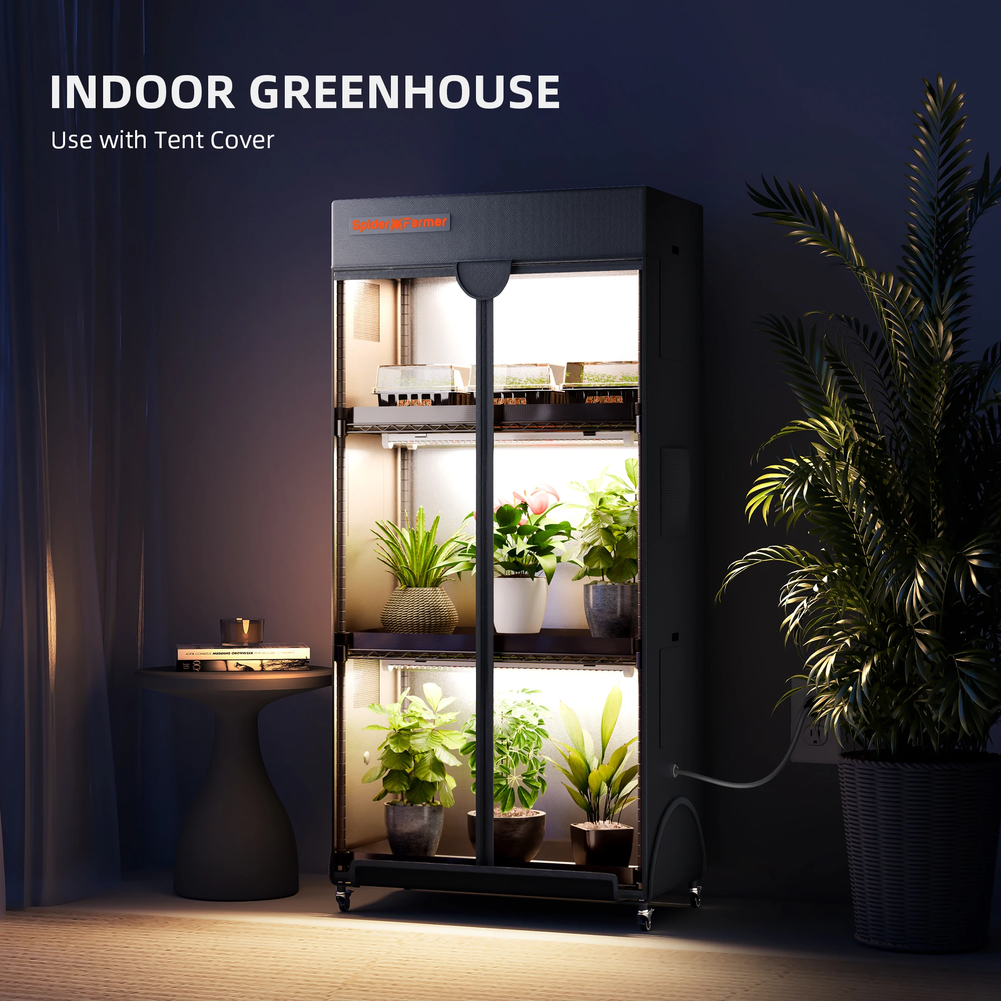 Grow Kits 4 Tier Plant Stand With Grow Lights 108W Plant Shelf with Tent for Indoor Plant and Greenhouse spider farmer