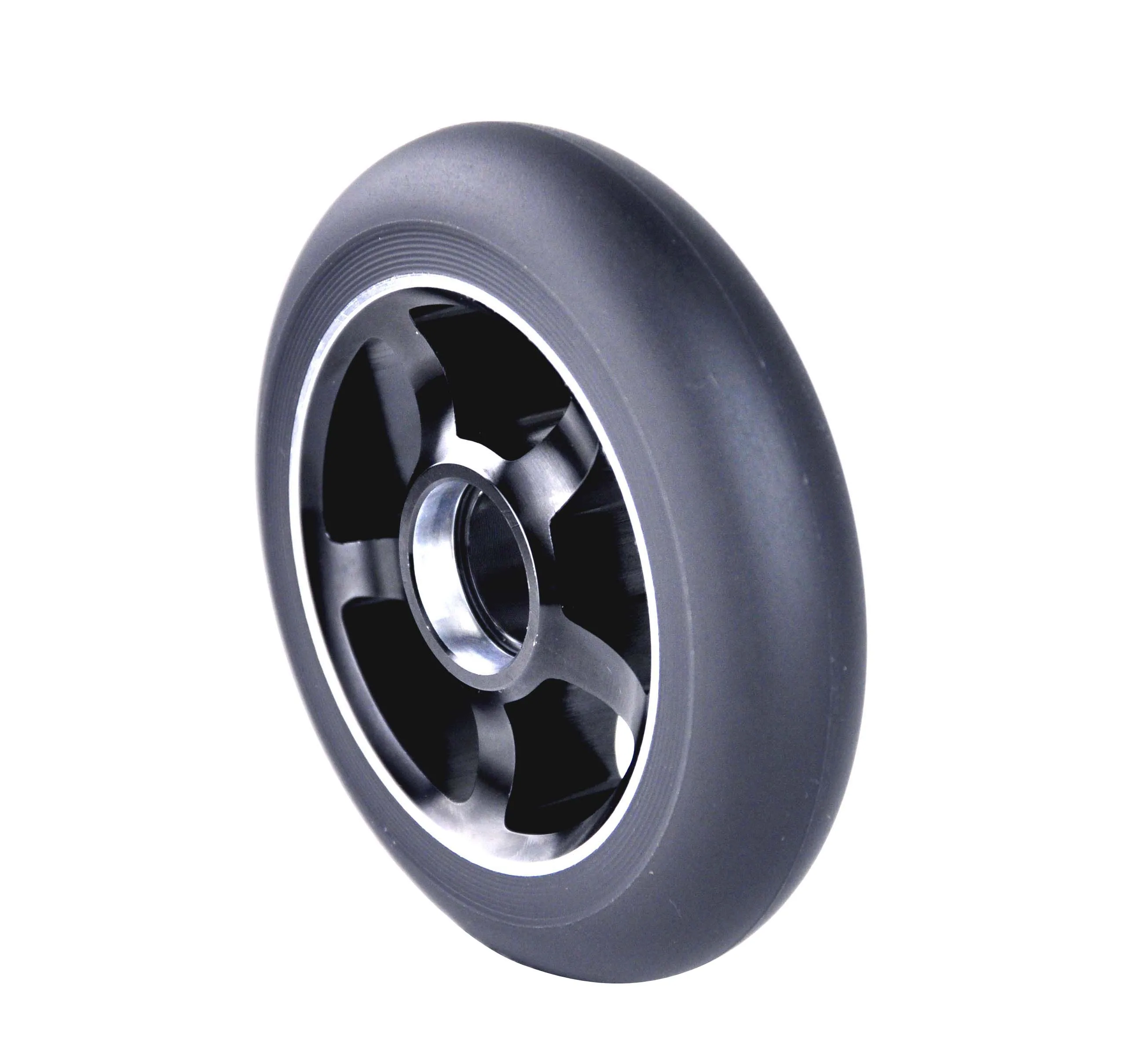 Source factory products 100X24mm Mute Double ball bearing Aluminum core scooter  high elasticity polyurethane caster