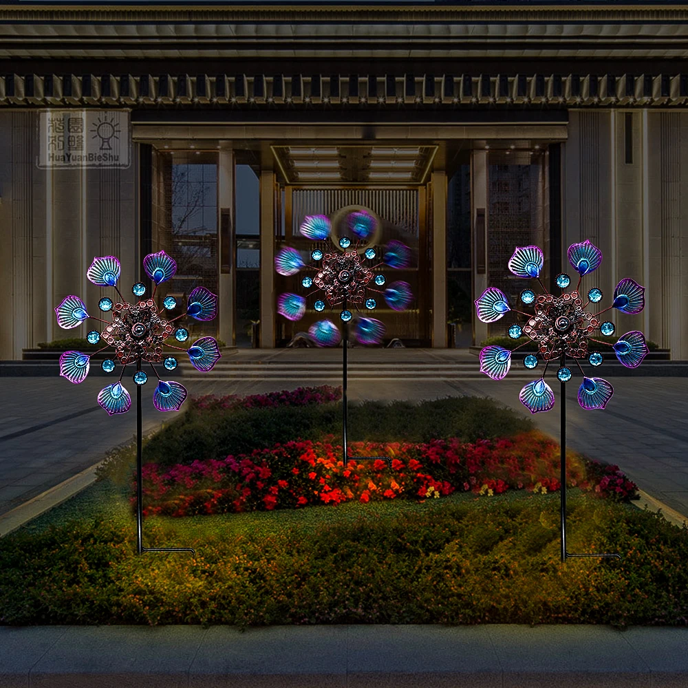 Peacock tail wind runner outdoor garden decoration power wind sculpture metal windmill suitable for outdoor lawns and gardens