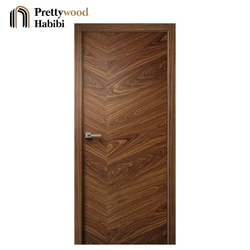 Prettywood Waterproof Apartment Interior Bathroom Wooden Walnut Flush Door Design