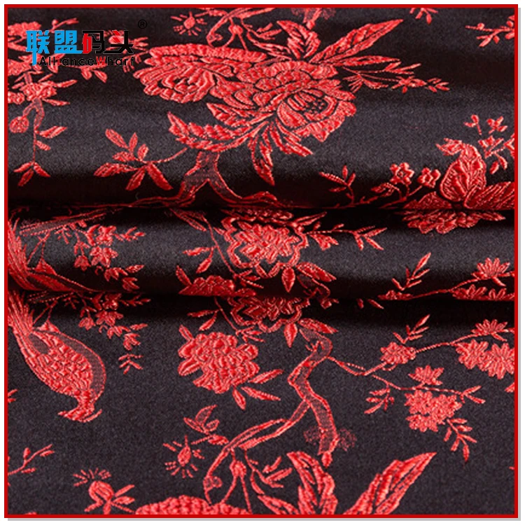 Unique Design Bird Flower Pattern Imitation Silk Brocade Satin Dress Jacquard Fabric For Ancient Cheongsam Tang Suits